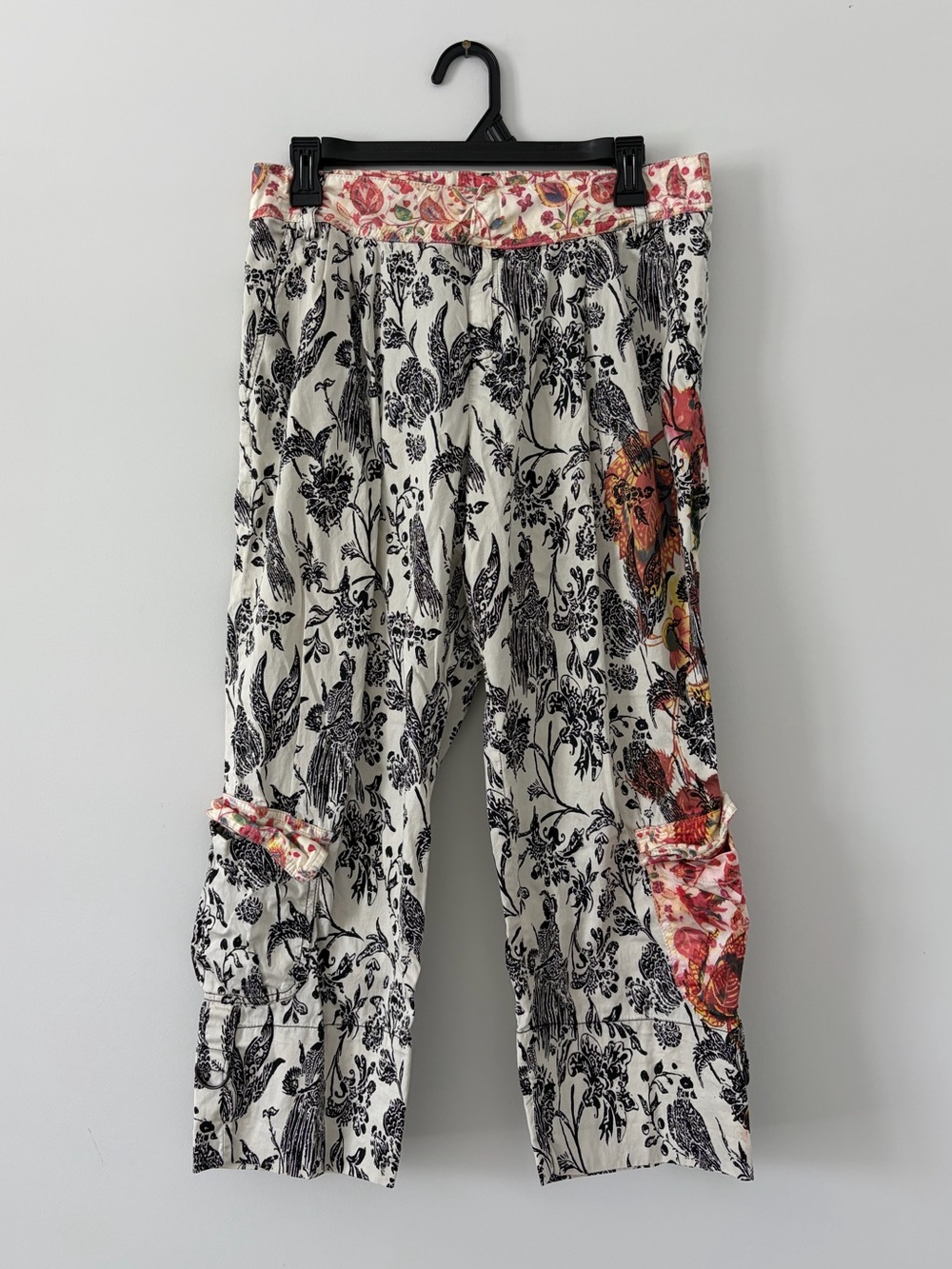 Desigual by Christian LaCroix Black White Pattern Mid Rise Cropped Utility Pants